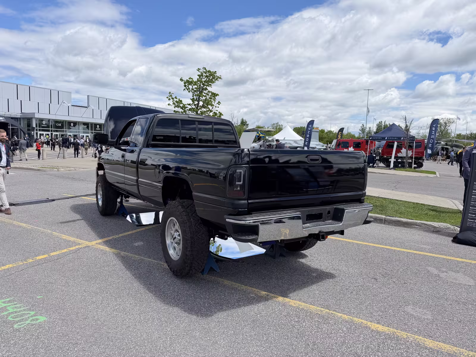 Rear quarter of the Edison pickup conversion show truck with chassis display