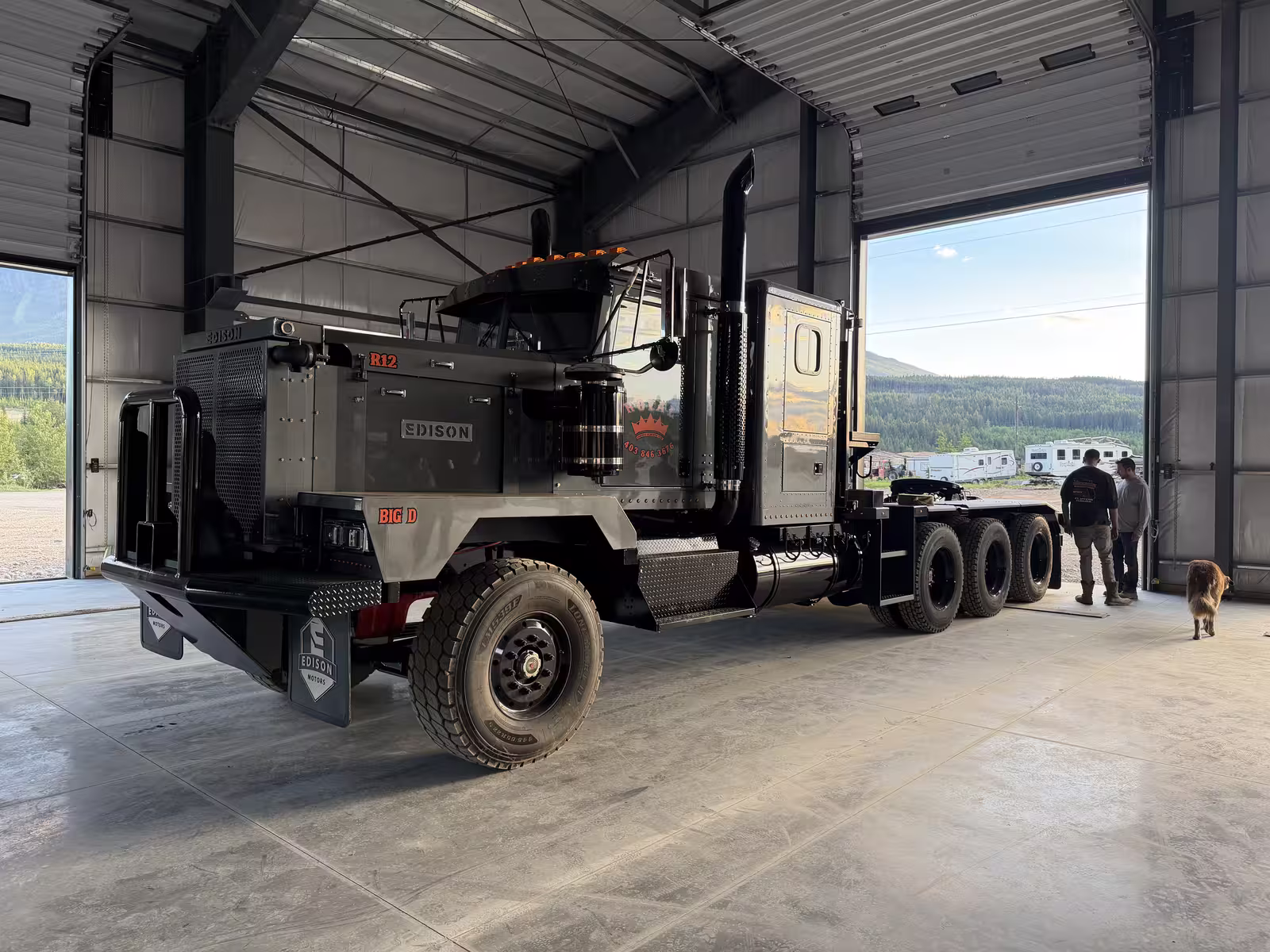 Royal Oilfield R12 winch tractor in the Edison shop bay